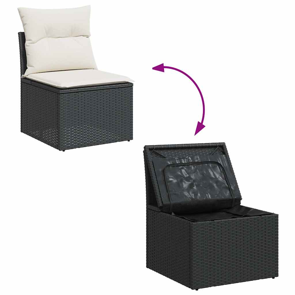 7-delige Loungeset met kussens poly rattan zwart is nu te koop bij PeponiXL, paradijselijk wonen!