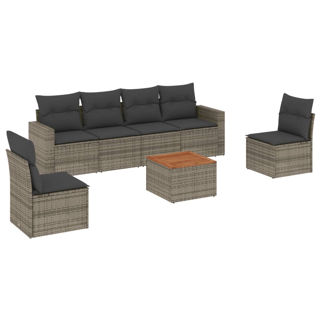 7-delige Loungeset met kussens poly rattan grijs is nu te koop bij PeponiXL, paradijselijk wonen!