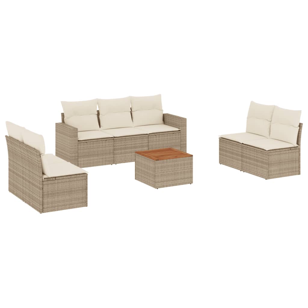 8-delige Loungeset met kussens poly rattan beige is nu te koop bij PeponiXL, paradijselijk wonen!