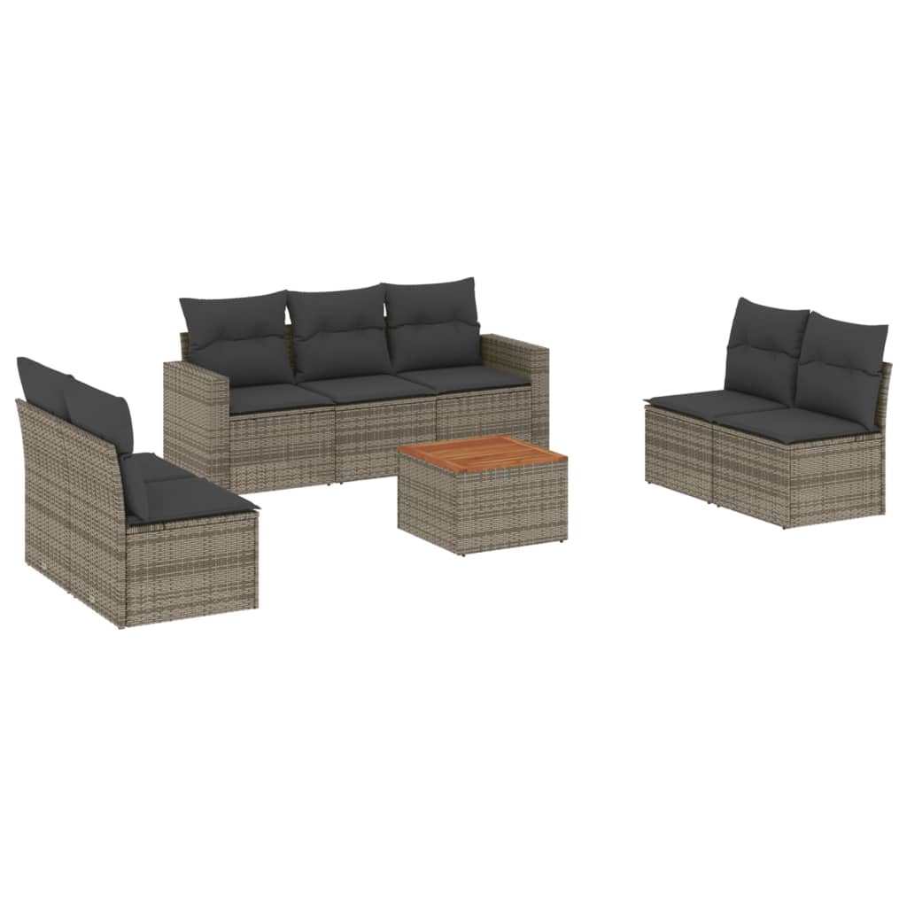 8-delige Loungeset met kussens poly rattan grijs is nu te koop bij PeponiXL, paradijselijk wonen!