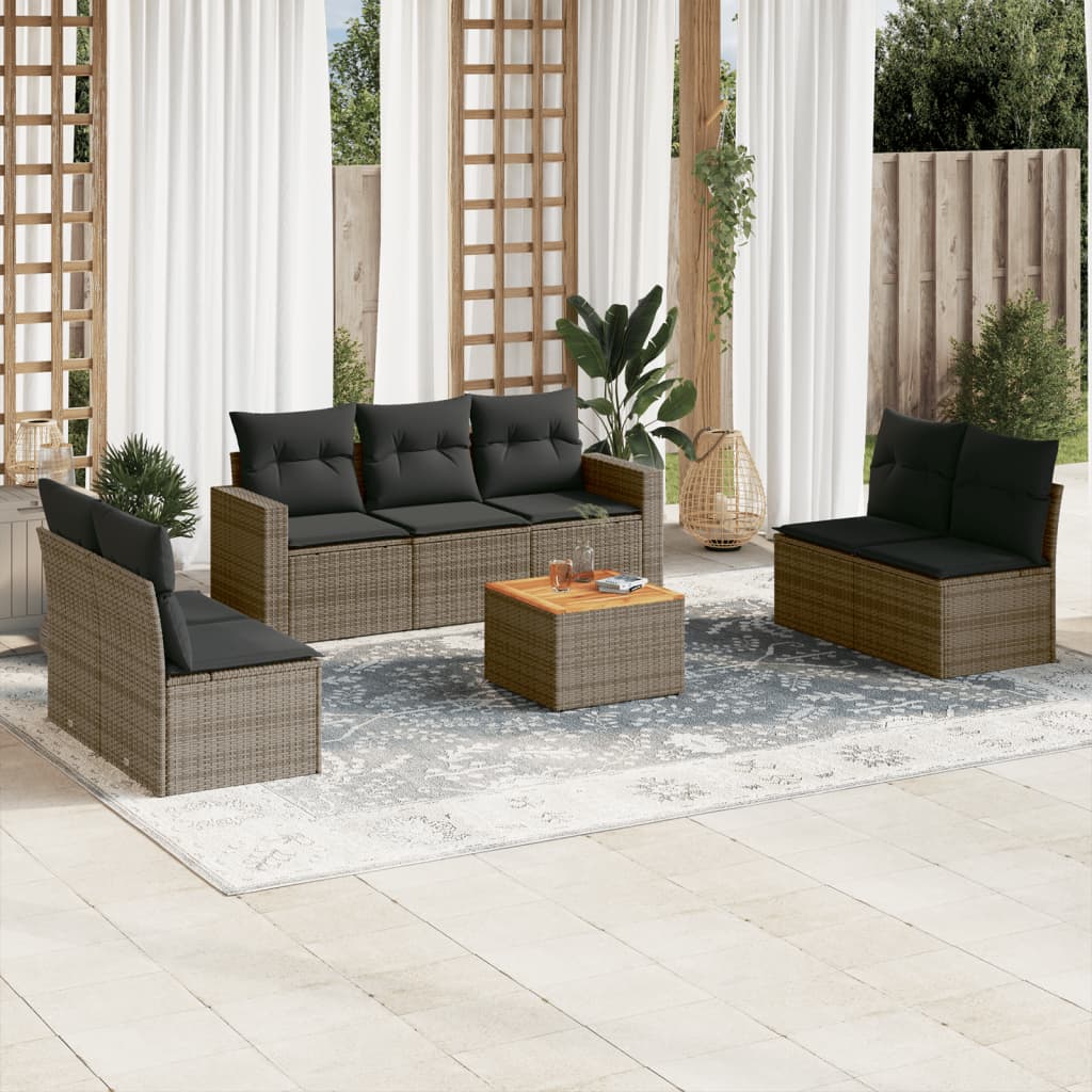 8-delige Loungeset met kussens poly rattan grijs is nu te koop bij PeponiXL, paradijselijk wonen!