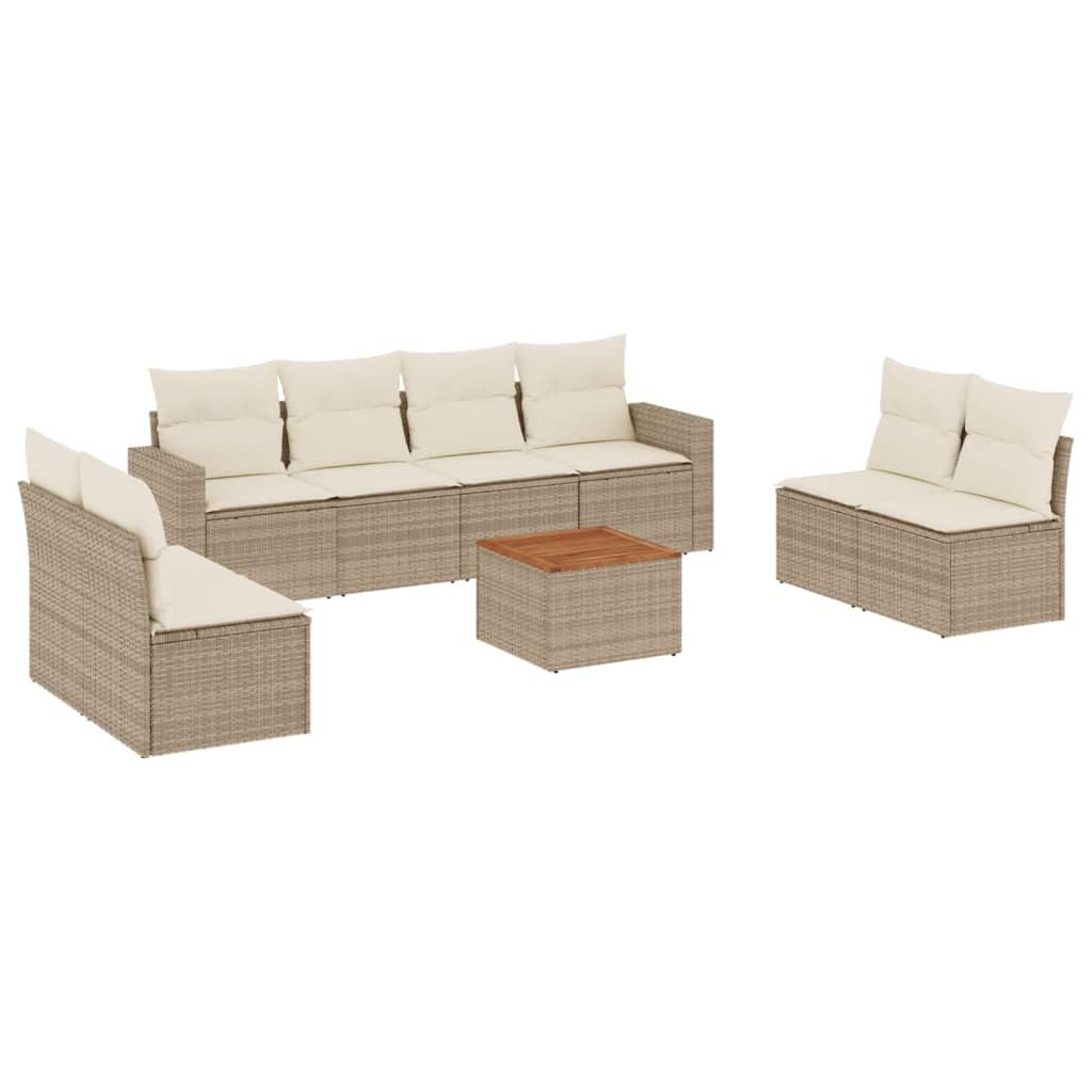 9-delige Loungeset met kussens poly rattan beige is nu te koop bij PeponiXL, paradijselijk wonen!