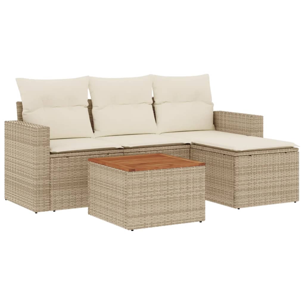 5-delige Loungeset met kussens poly rattan beige is nu te koop bij PeponiXL, paradijselijk wonen!