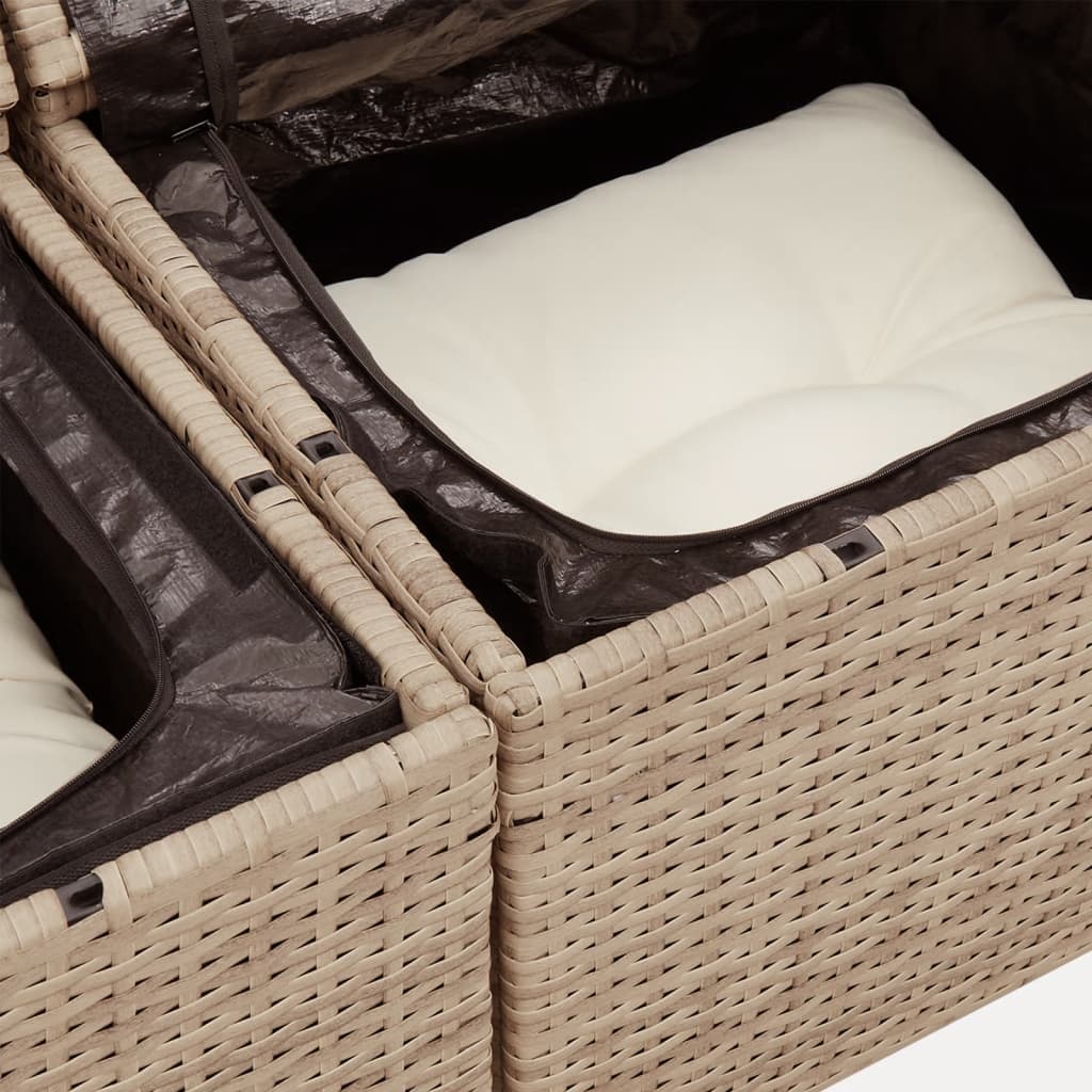 5-delige Loungeset met kussens poly rattan beige is nu te koop bij PeponiXL, paradijselijk wonen!