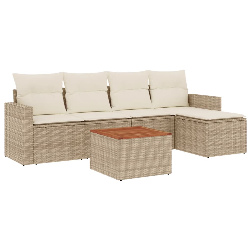 6-delige Loungeset met kussens poly rattan beige is nu te koop bij PeponiXL, paradijselijk wonen!