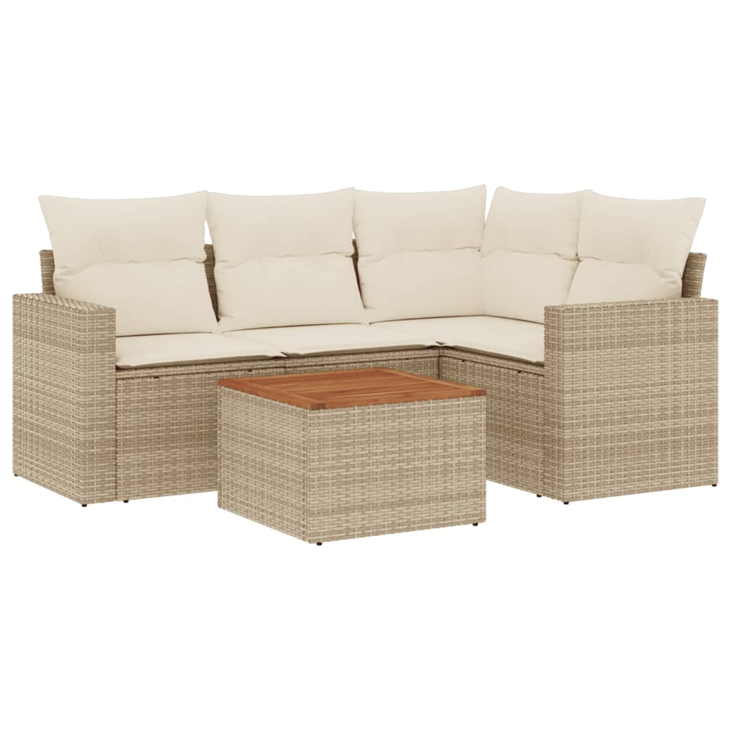 5-delige Loungeset met kussens poly rattan beige is nu te koop bij PeponiXL, paradijselijk wonen!