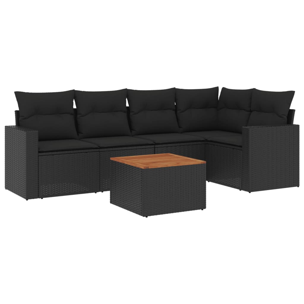 6-delige Loungeset met kussens poly rattan zwart is nu te koop bij PeponiXL, paradijselijk wonen!