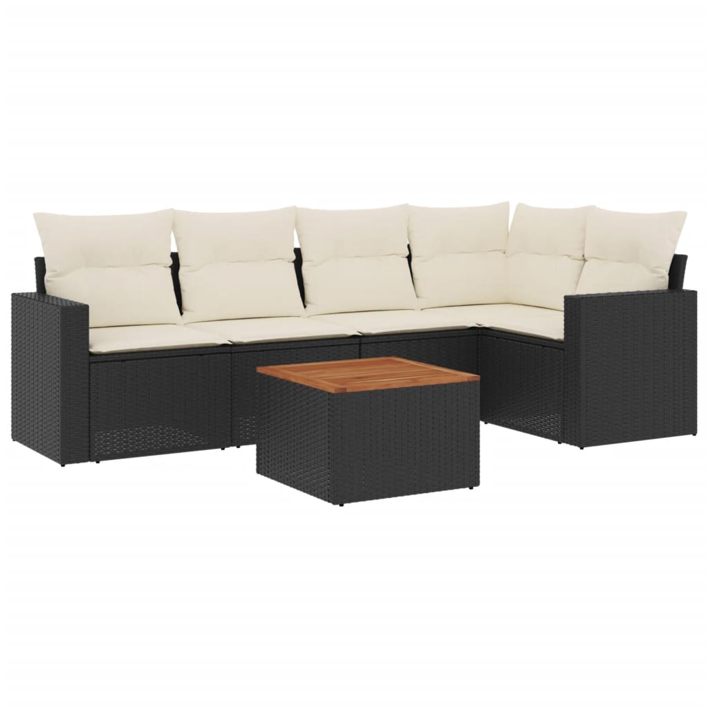 6-delige Loungeset met kussens poly rattan zwart is nu te koop bij PeponiXL, paradijselijk wonen!