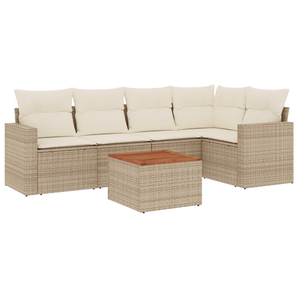 6-delige Loungeset met kussens poly rattan beige is nu te koop bij PeponiXL, paradijselijk wonen!