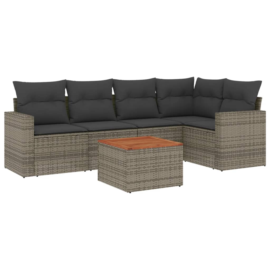 6-delige Loungeset met kussens poly rattan grijs is nu te koop bij PeponiXL, paradijselijk wonen!