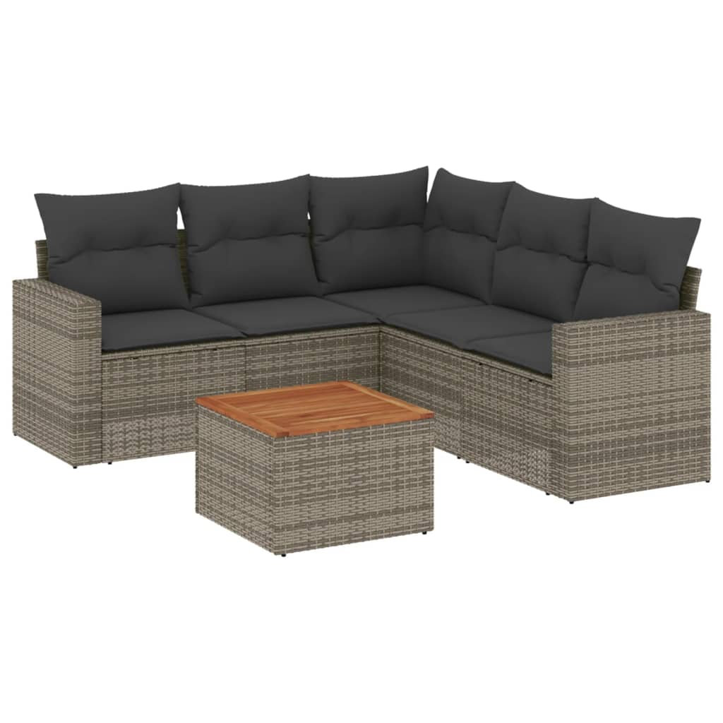 6-delige Loungeset met kussens poly rattan grijs is nu te koop bij PeponiXL, paradijselijk wonen!
