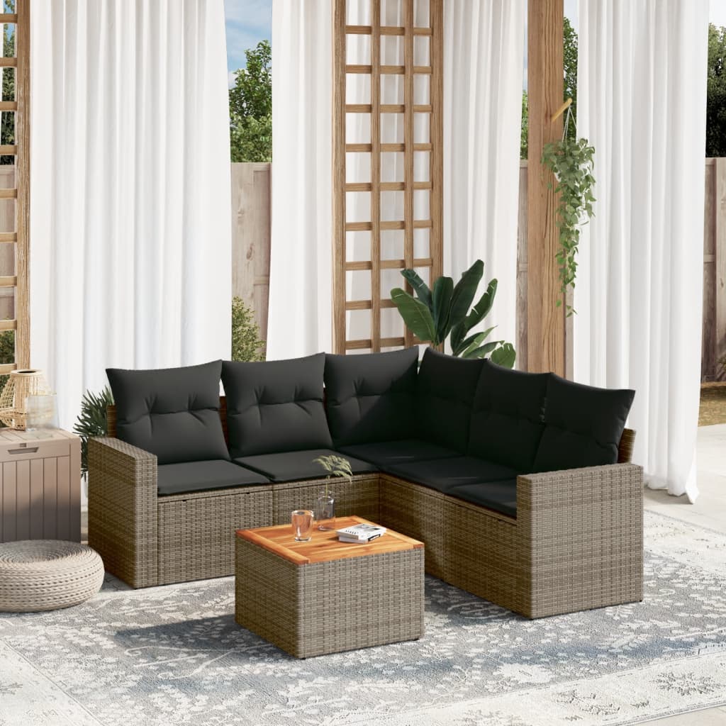 6-delige Loungeset met kussens poly rattan grijs is nu te koop bij PeponiXL, paradijselijk wonen!