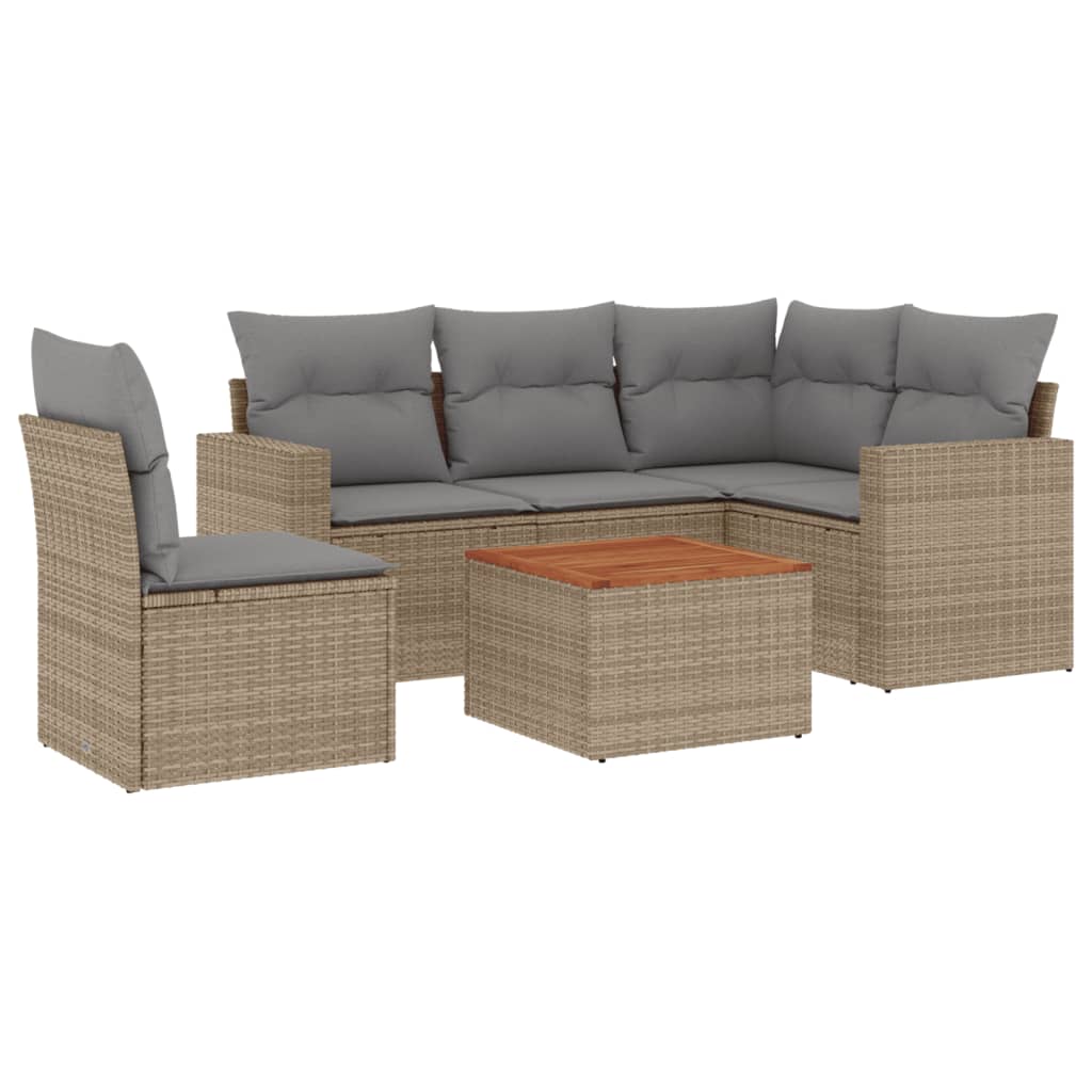 6-delige Loungeset met kussens poly rattan gemengd beige is nu te koop bij PeponiXL, paradijselijk wonen!