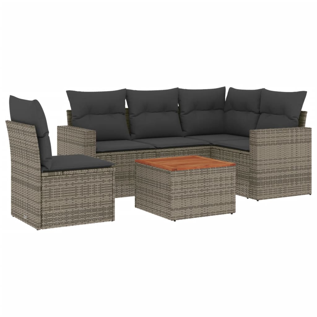 6-delige Loungeset met kussens poly rattan grijs is nu te koop bij PeponiXL, paradijselijk wonen!