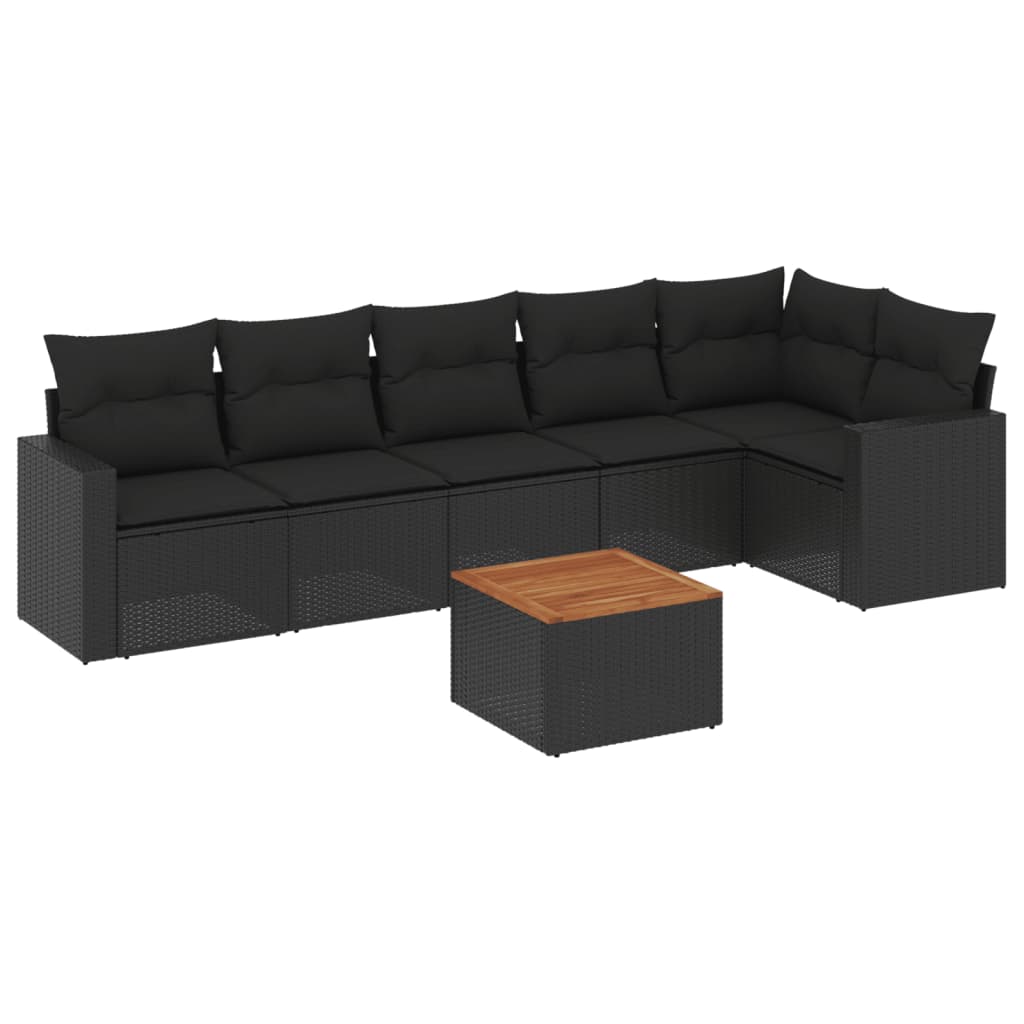 7-delige Loungeset met kussens poly rattan zwart is nu te koop bij PeponiXL, paradijselijk wonen!