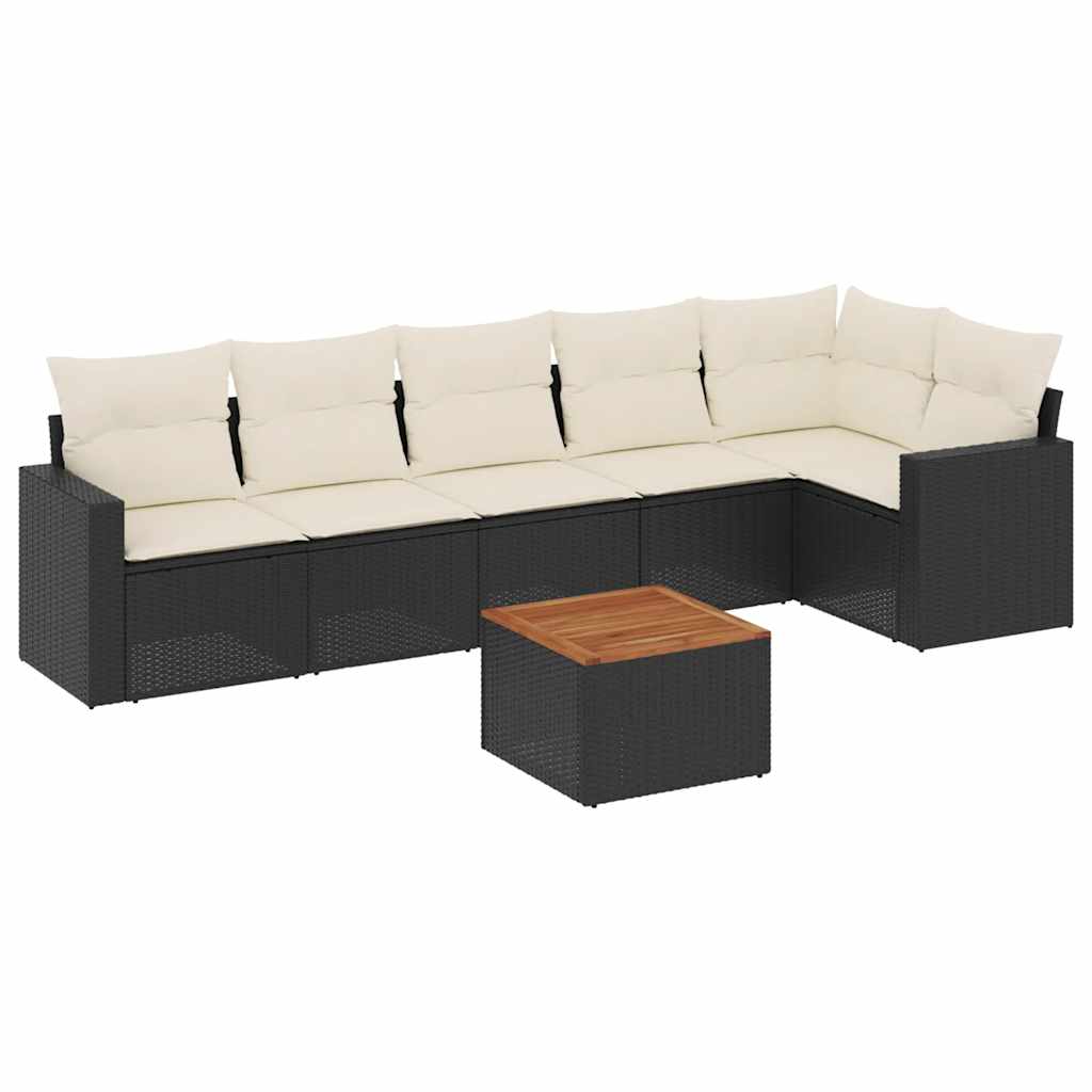 7-delige Loungeset met kussens poly rattan zwart is nu te koop bij PeponiXL, paradijselijk wonen!