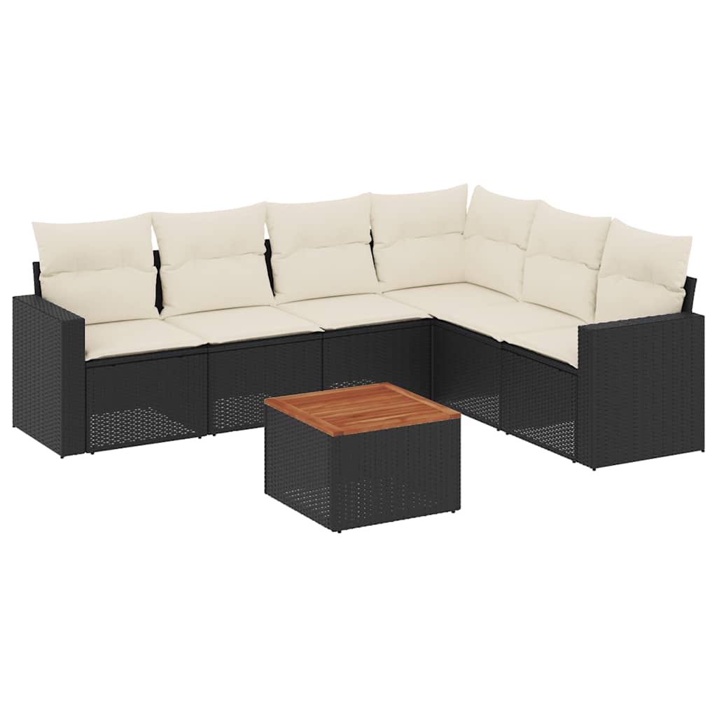 7-delige Loungeset met kussens poly rattan zwart is nu te koop bij PeponiXL, paradijselijk wonen!