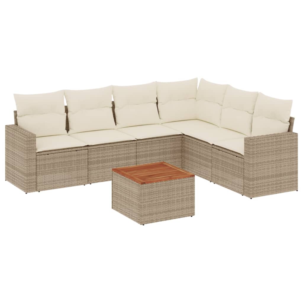 7-delige Loungeset met kussens poly rattan beige is nu te koop bij PeponiXL, paradijselijk wonen!