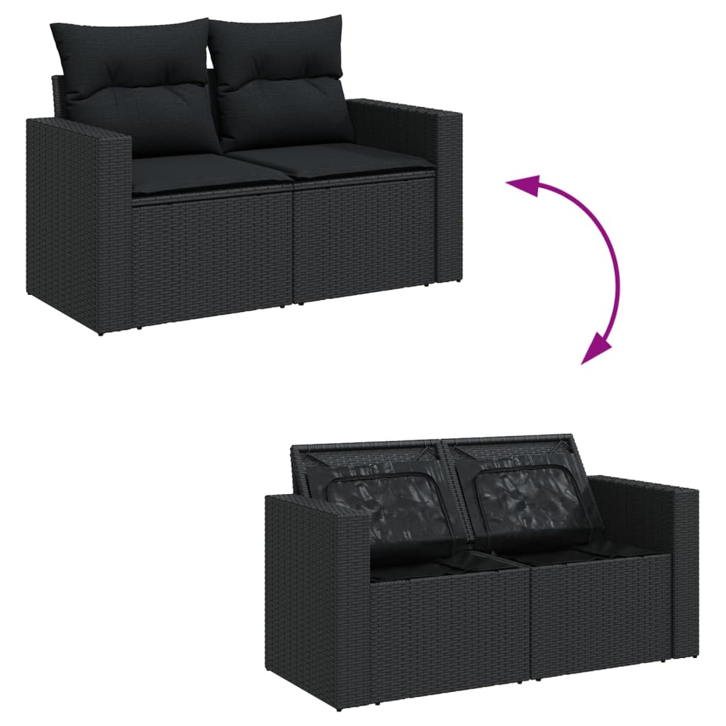 7-delige Loungeset met kussens poly rattan zwart is nu te koop bij PeponiXL, paradijselijk wonen!