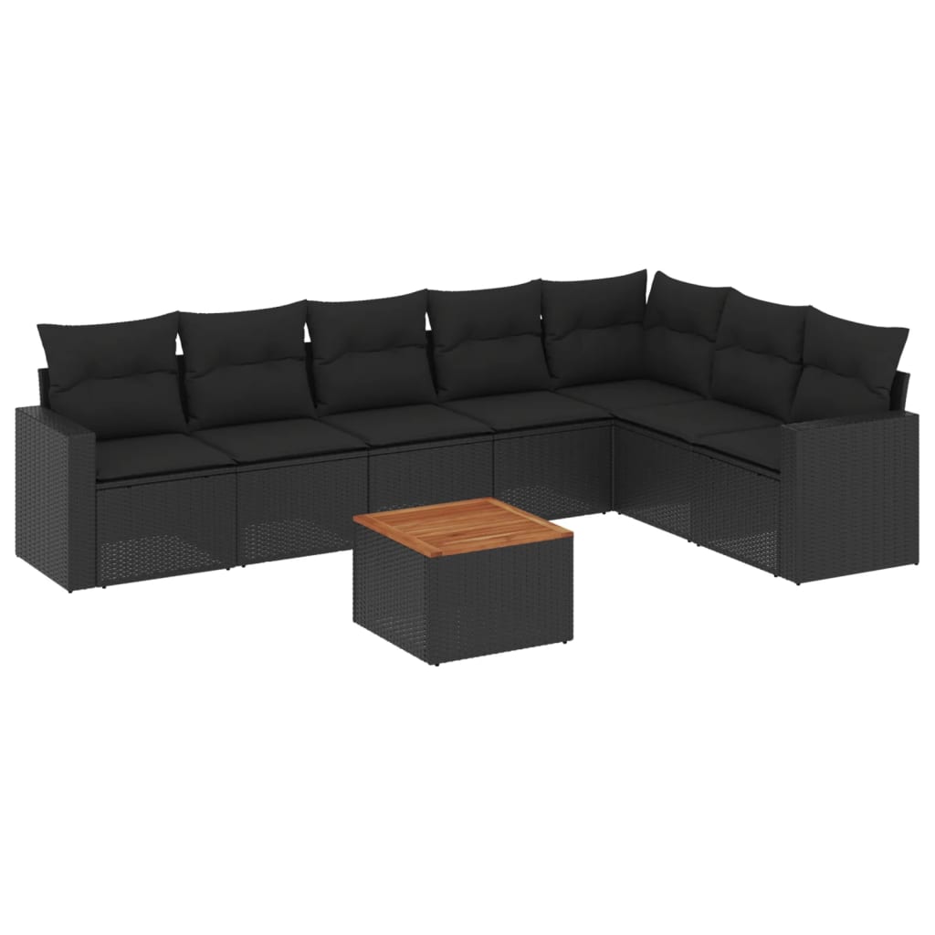 8-delige Loungeset met kussens poly rattan zwart is nu te koop bij PeponiXL, paradijselijk wonen!