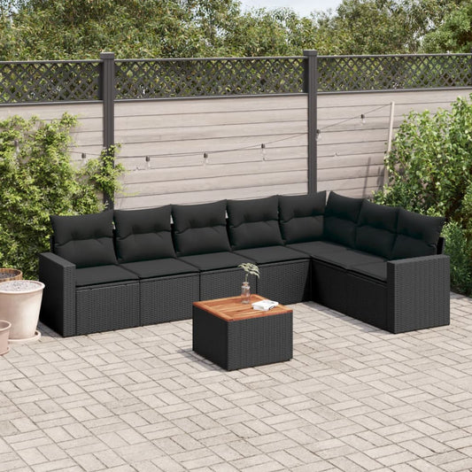8-delige Loungeset met kussens poly rattan zwart is nu te koop bij PeponiXL, paradijselijk wonen!