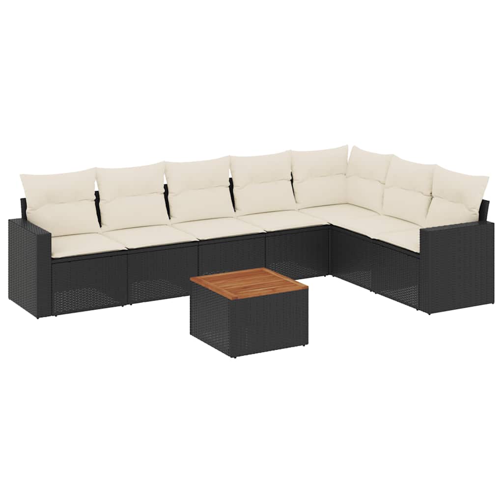 8-delige Loungeset met kussens poly rattan zwart is nu te koop bij PeponiXL, paradijselijk wonen!
