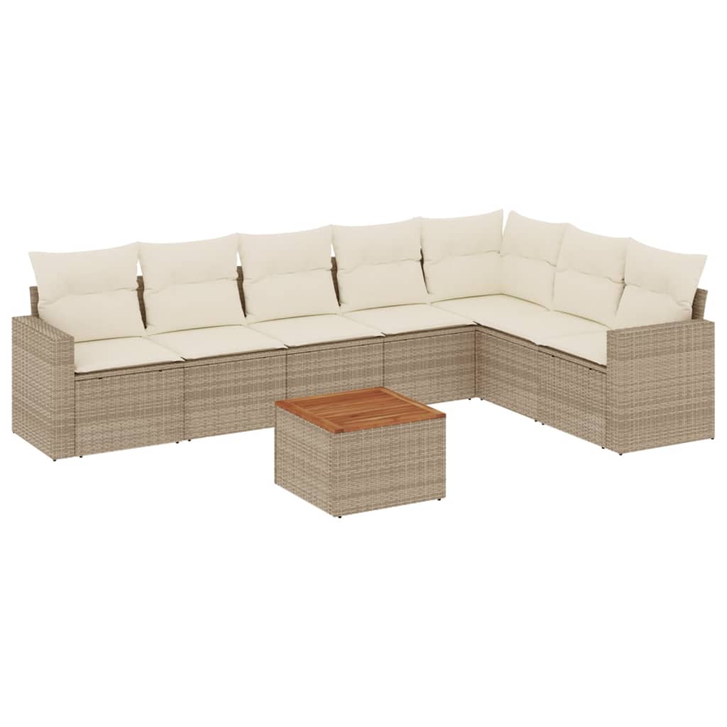 8-delige Loungeset met kussens poly rattan beige is nu te koop bij PeponiXL, paradijselijk wonen!