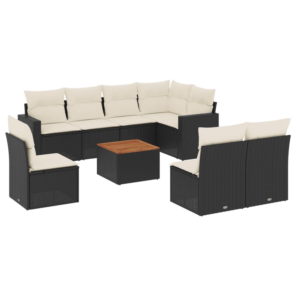 9-delige Loungeset met kussens poly rattan zwart is nu te koop bij PeponiXL, paradijselijk wonen!