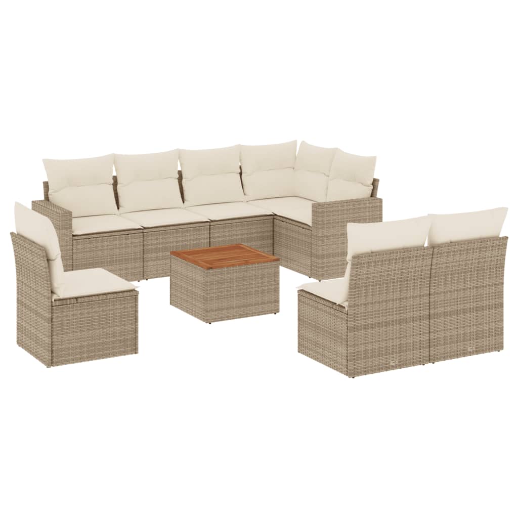 9-delige Loungeset met kussens poly rattan beige is nu te koop bij PeponiXL, paradijselijk wonen!