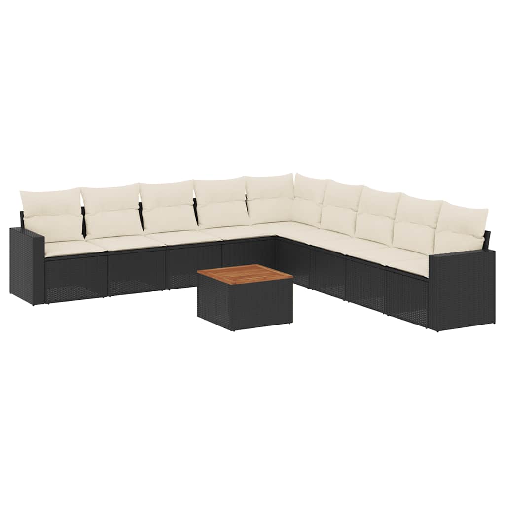 10-delige Loungeset met kussens poly rattan zwart is nu te koop bij PeponiXL, paradijselijk wonen!