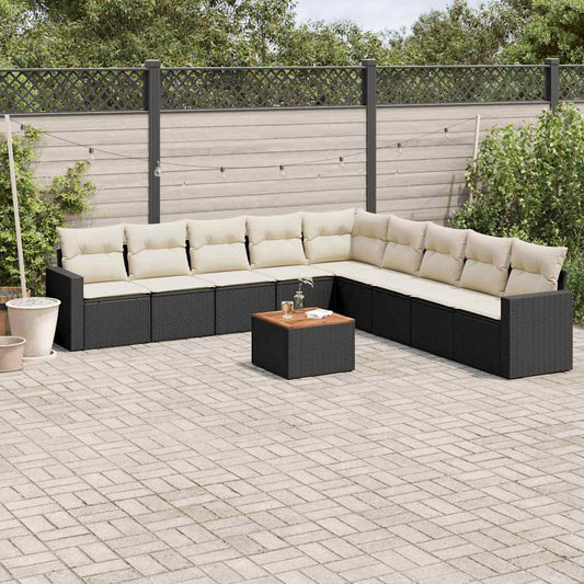 10-delige Loungeset met kussens poly rattan zwart is nu te koop bij PeponiXL, paradijselijk wonen!