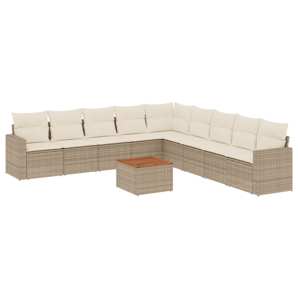 10-delige Loungeset met kussens poly rattan beige is nu te koop bij PeponiXL, paradijselijk wonen!