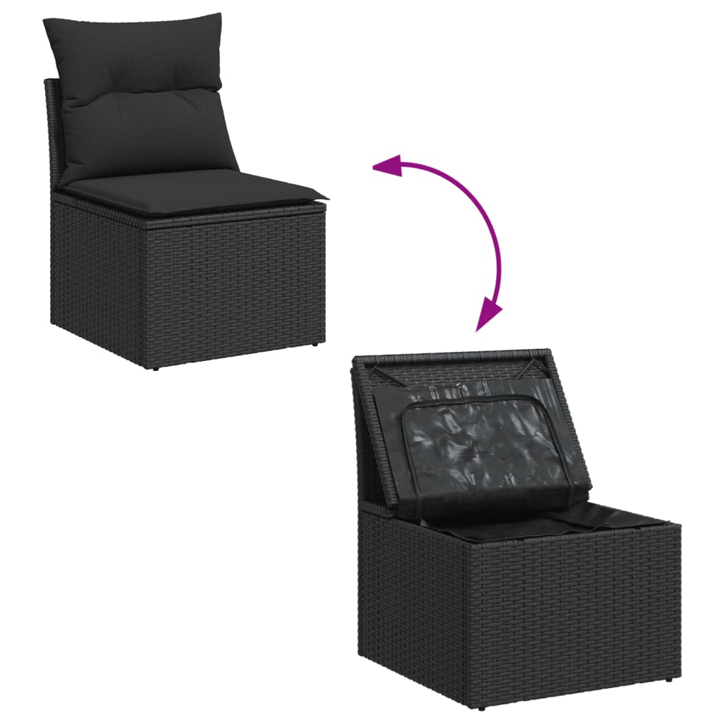 11-delige Loungeset met kussens poly rattan zwart is nu te koop bij PeponiXL, paradijselijk wonen!