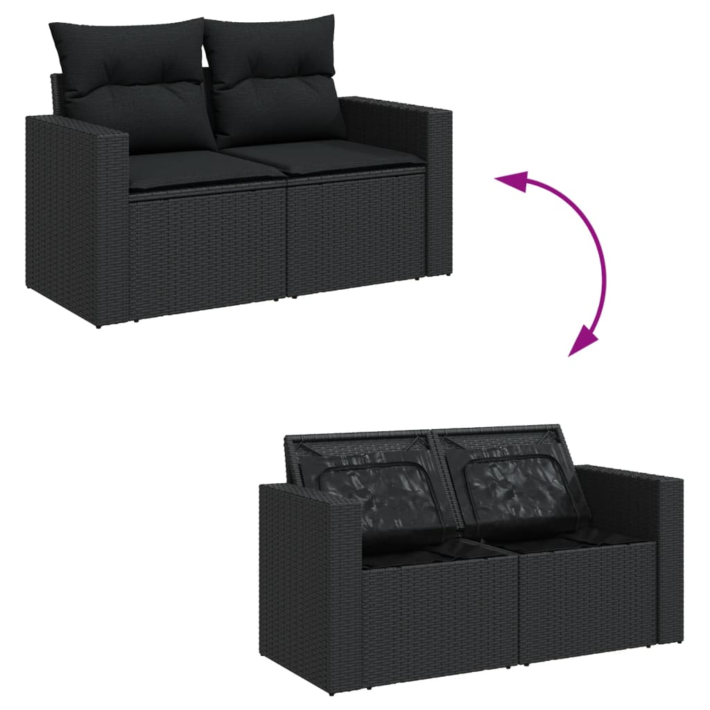 11-delige Loungeset met kussens poly rattan zwart is nu te koop bij PeponiXL, paradijselijk wonen!