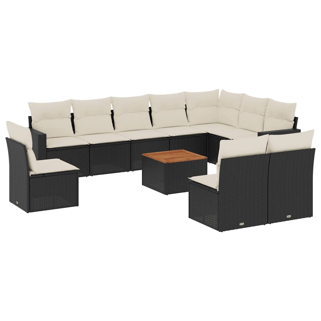 11-delige Loungeset met kussens poly rattan zwart is nu te koop bij PeponiXL, paradijselijk wonen!