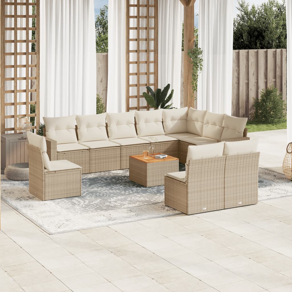 11-delige Tuinset met kussens poly rattan beige is nu te koop bij PeponiXL, paradijselijk wonen!