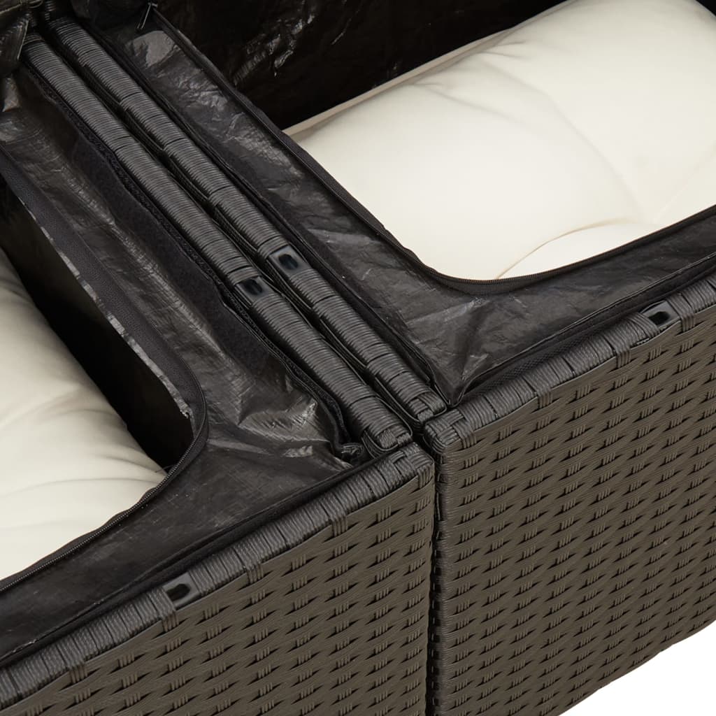 12-delige Loungeset met kussens poly rattan zwart is nu te koop bij PeponiXL, paradijselijk wonen!