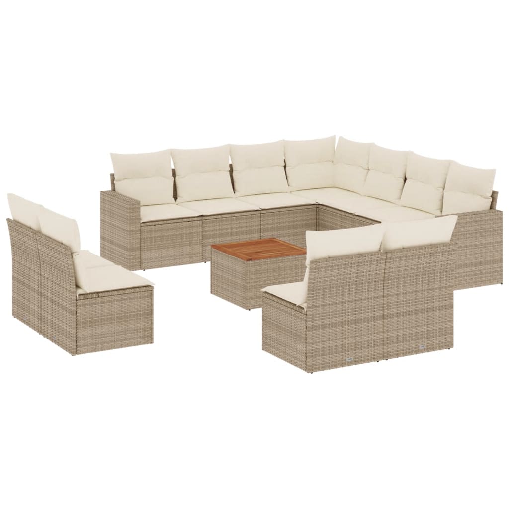 12-delige Loungeset met kussens poly rattan beige is nu te koop bij PeponiXL, paradijselijk wonen!