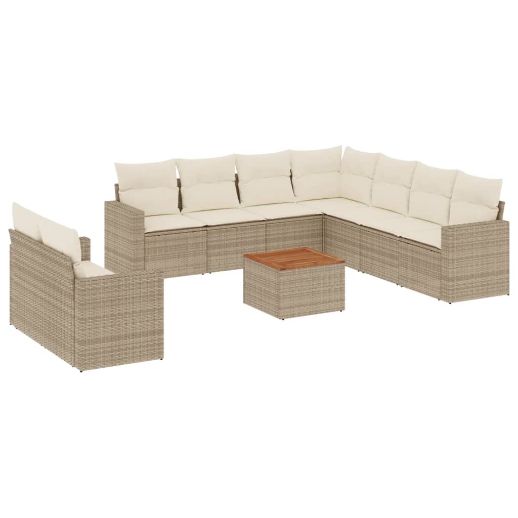 10-delige Loungeset met kussens poly rattan beige is nu te koop bij PeponiXL, paradijselijk wonen!