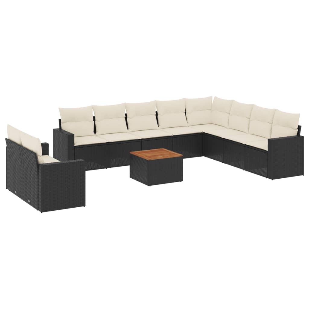 11-delige Loungeset met kussens poly rattan zwart is nu te koop bij PeponiXL, paradijselijk wonen!