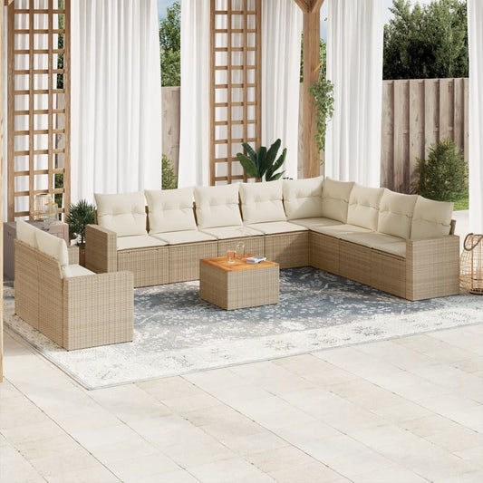 11-delige Tuinset met kussens poly rattan beige is nu te koop bij PeponiXL, paradijselijk wonen!
