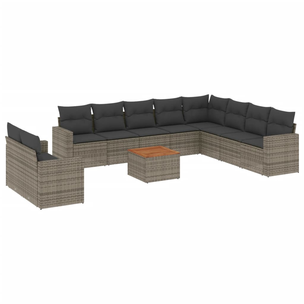 11-delige Loungeset met kussens poly rattan grijs is nu te koop bij PeponiXL, paradijselijk wonen!