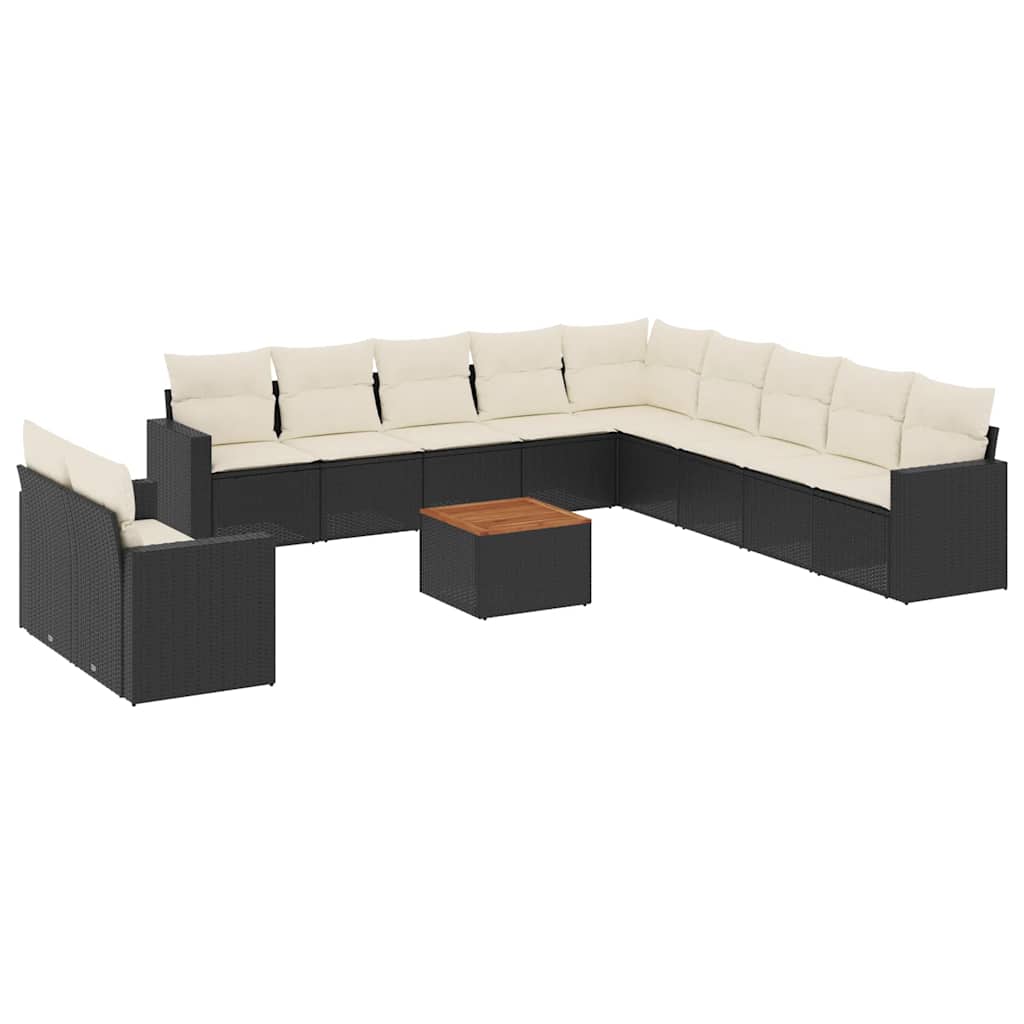 12-delige Loungeset met kussens poly rattan zwart is nu te koop bij PeponiXL, paradijselijk wonen!