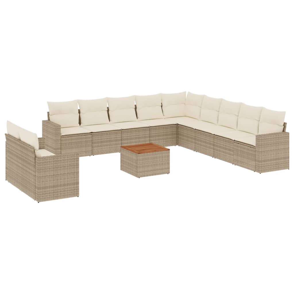 12-delige Loungeset met kussens poly rattan beige is nu te koop bij PeponiXL, paradijselijk wonen!