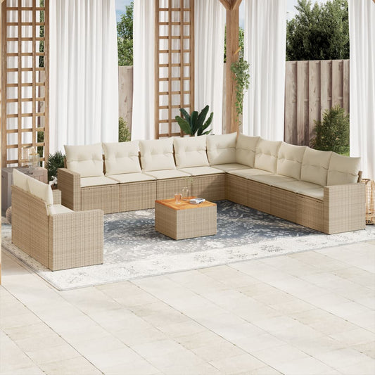 12-delige Loungeset met kussens poly rattan beige is nu te koop bij PeponiXL, paradijselijk wonen!