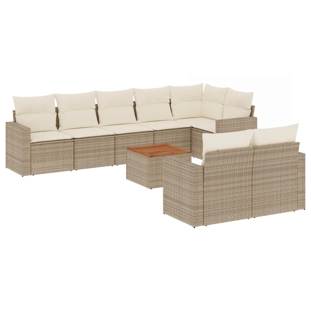9-delige Loungeset met kussens poly rattan beige is nu te koop bij PeponiXL, paradijselijk wonen!