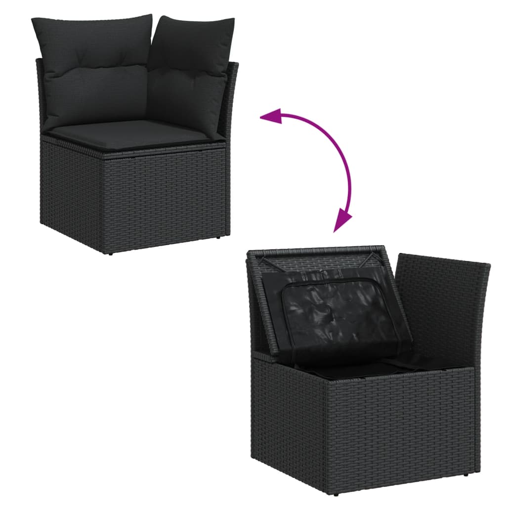 9-delige Loungeset met kussens poly rattan zwart is nu te koop bij PeponiXL, paradijselijk wonen!