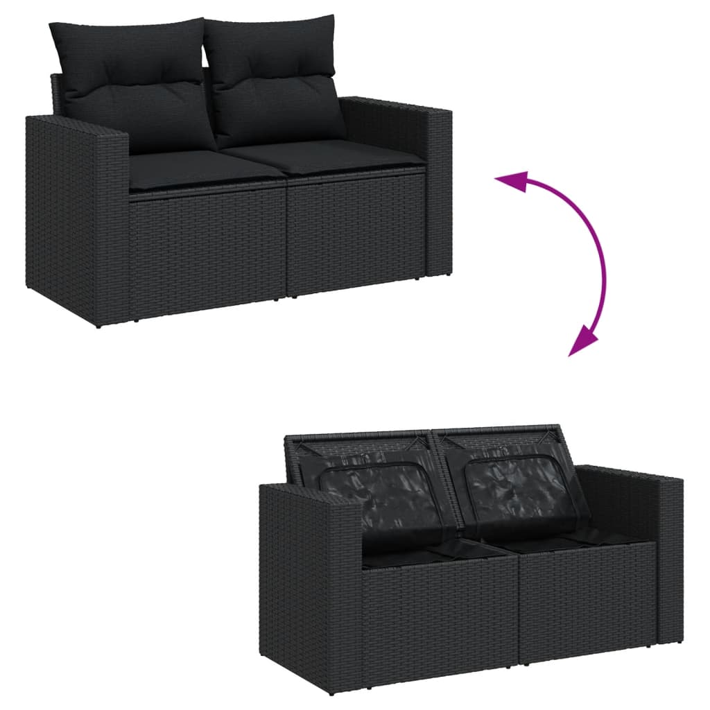 9-delige Loungeset met kussens poly rattan zwart is nu te koop bij PeponiXL, paradijselijk wonen!