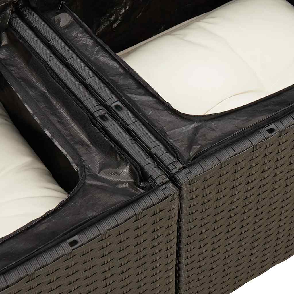 9-delige Loungeset met kussens poly rattan zwart is nu te koop bij PeponiXL, paradijselijk wonen!