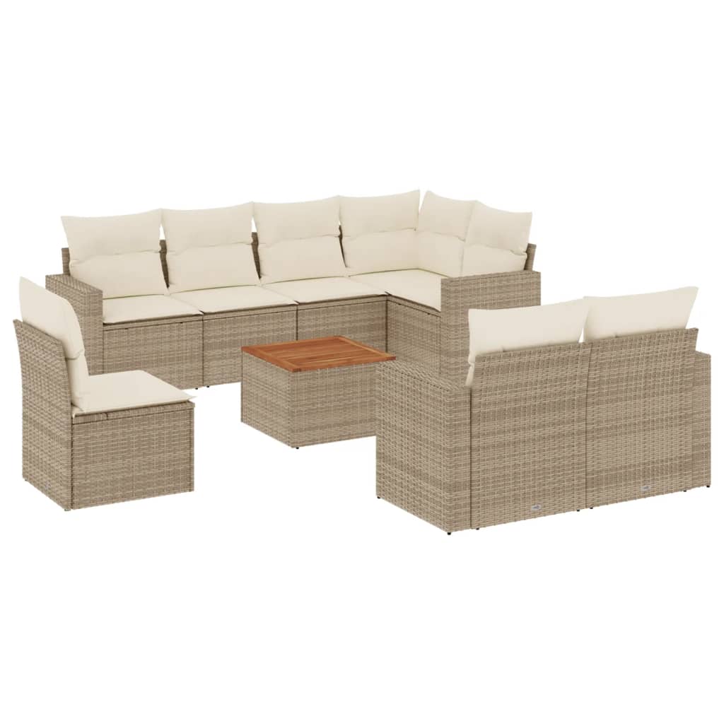 9-delige Loungeset met kussens poly rattan beige is nu te koop bij PeponiXL, paradijselijk wonen!